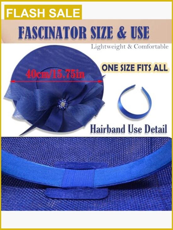 Wide Brim Fascinator Hat Tea Party Headband Vintage Church Lady Headwear Derby main image 6